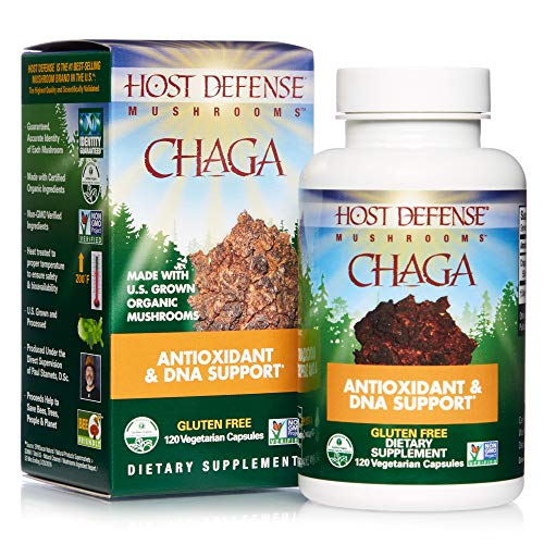 Product Cover Host Defense, Chaga Capsules, Antioxidant and DNA Support, Daily Mushroom Supplement, Vegan, Organic, Gluten Free, 120 Capsules (60 Servings)