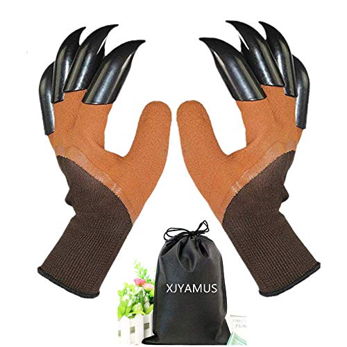 Product Cover Garden Genie Gloves, Waterproof Garden Gloves with Claw For Digging Planting, Best Gardening Gifts for Women and Men. (Brown)