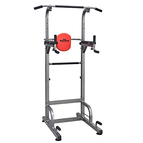 Product Cover RELIFE REBUILD YOUR LIFE Power Tower Workout Dip Station for Home Gym Strength Training Fitness Equipment Newer Version
