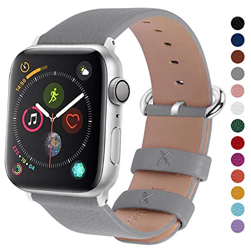 Product Cover Fullmosa Compatible Apple Watch Band 42mm 44mm 40mm 38mm Leather Compatible iWatch Band/Strap Compatible Apple Watch Series 5 4 3 2 1, 42mm 44mm Grey