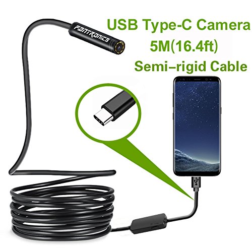 Product Cover USB Snake Inspection Camera,Fantronics 2.0 MP IP67 Waterproof USB C Borescope,Type-C Scope Camera with 8 Adjustable LED Lights for (16.4ft) Samsung Galaxy S9/S8, Google pixel, Nexus 6p(Not for iPhone)