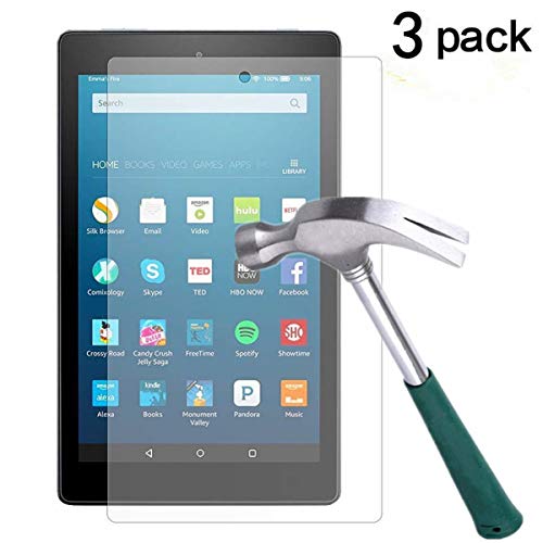 Product Cover TANTEK Fire HD 8 Screen Protector, Anti Scratch,Bubble Free,Tempered Glass Screen Protector for Amazon Fire HD 8 (6th Gen-2016),[3-Pack]