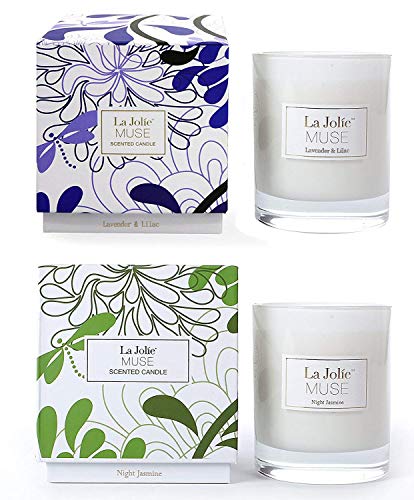 Product Cover LA JOLIE MUSE Soy Scented Candle Set, Aromatherapy Christmas Candles Gift, Lavender & Jasmine, 8.1 OZ Each