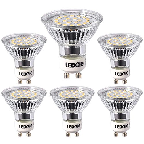 Product Cover LEDGLE GU10 LED Bulbs, Equal to 60W Halogen Bulbs, 3.6W 380 Lumen 120°Beam Angle, MR16 20 LED Chips Lamp Beads, 6000K Daylight White Bulb, LED Light Bulbs, 6 Pack