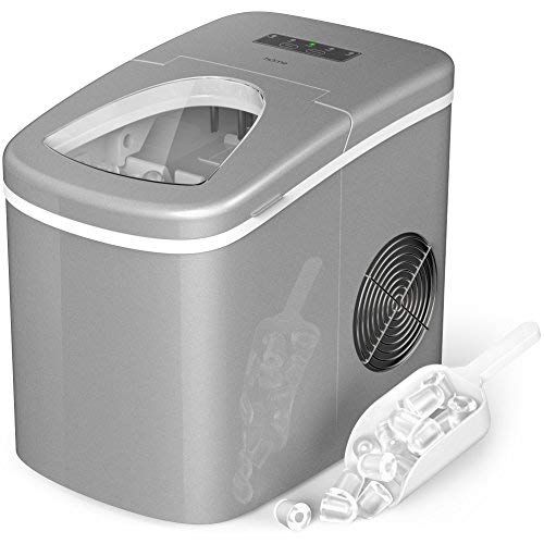 Product Cover hOmeLabs Portable Ice Maker Machine for Countertop - Makes 26 lbs of Ice per 24 hours - Ice Cubes ready in 8 Minutes - Electric Ice Making Machine with Ice Scoop and 1.5 lb Ice Storage - Silver