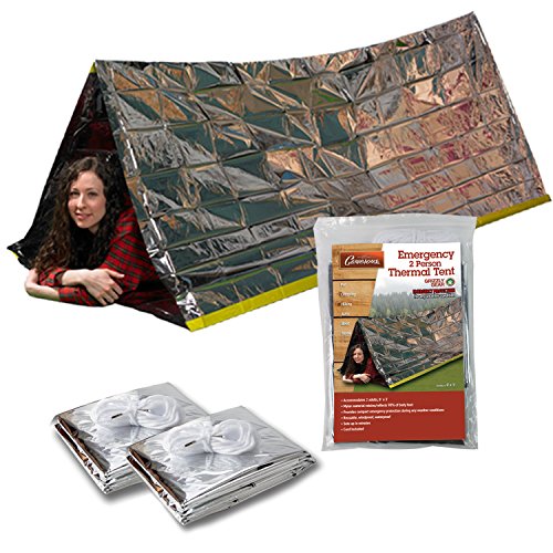 Product Cover Grizzly Gear Emergency Thermal Tent | Weatherproof Mylar Disaster Survival 2-Person Bivouac 2-Pack | 8 ft x 3 ft | Compact Lightweight Hiking/Camping/Backpacking Shelter | Premium Prepper