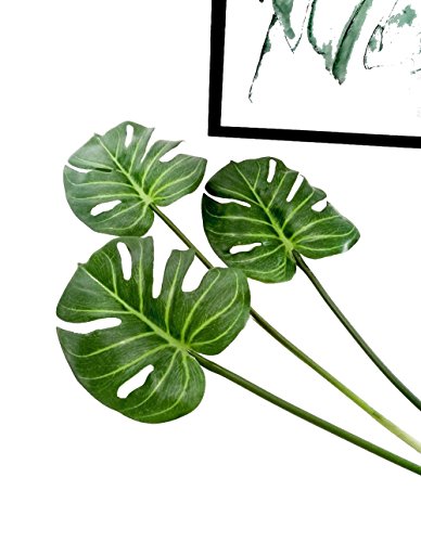 Product Cover Ahvoler 3 Pcs Artificial Tropical Palm Leaves Fake Monstera Tree Plant for Home Decorations 24.5