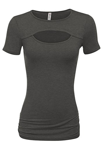 Product Cover Simlu Womens Keyhole Top Short and Long Sleeve Tops Reg and Plus Size- Made in USA