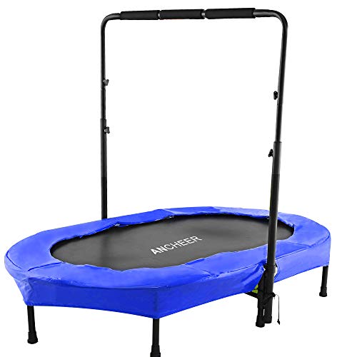 Product Cover ANCHEER Rebounder Trampoline, Foldable Exercise Trampoline with Adjustable Handrail for Adults Kids, Parent-Child Mini Trampoline for Two Kids ( 37.8