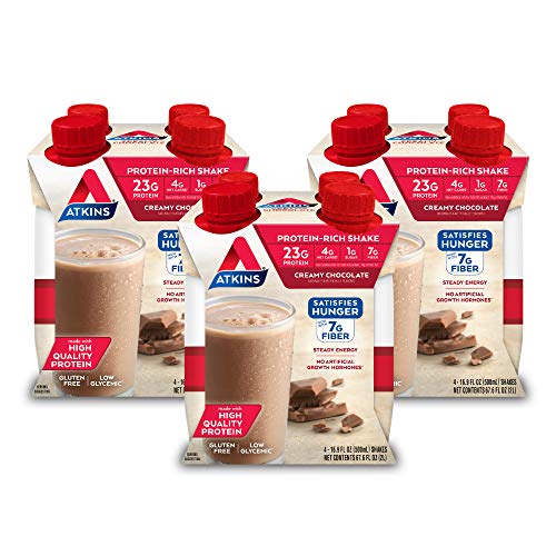 Product Cover Atkins Meal Size Protein-Rich Shake, Creamy Chocolate, Keto Friendly, 16.9 oz., 4 Count (Pack of 3)