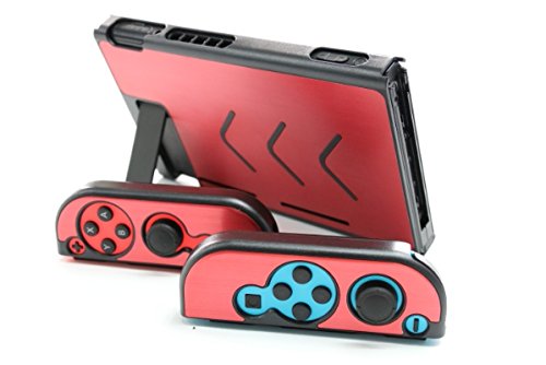 Product Cover Aluminum Anti-Scratch Dustproof Hard Back Protective Case Cover Shells for Nintendo Switch NS Console with Joy-Con Controller (Red)