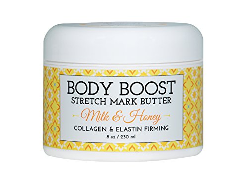 Product Cover Body Boost Milk & Honey Stretch Mark Butter 8 oz.-Treat Stretch Marks and Scars- Pregnancy and Nursing Safe- Allergen Free