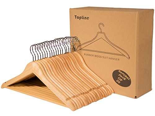 Product Cover Topline Classic Wood Suit Hangers - 20 Pack (Natural Finish)