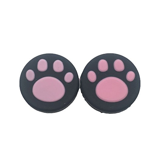 Product Cover 2 x Silicone Analog Controller Thumb Stick Joystick Grips Cap For Nintendo Switch NS Controller Joy-Con ThumbStick Cute Cat Paw Claw (Pink)