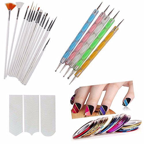 Product Cover FOK Plastic Nail Art Paint Kit (Random Colour) - Set of 31 Pieces
