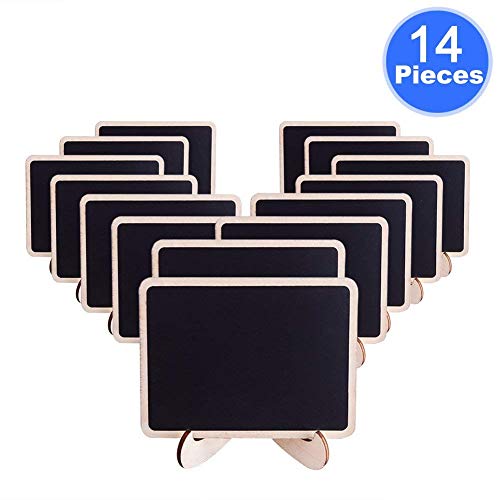 Product Cover AUSTOR 14 PCS Mini Chalkboard Place Cards with Stand for Wedding, Parties, Table Top Numbers, Food Signs and Decorating Signs