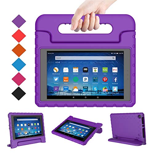 Product Cover BMOUO Case for All-New Fire HD 8 2017/2018 - Light Weight Shock Proof Convertible Handle Kid-Proof Cover Kids Case for All-New Fire HD 8 Tablet (7th and 8th Generation, 2017 and 2018 Release), Purple