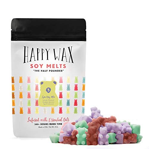 Product Cover Happy Wax Spa Day Mix - Scented Wax Melts Infused with Essential Oils - Cute Bear Shapes Perfect for Melting in Your Wax Warmer (Lavender Chamomile, Eucalyptus Spearmint, Sage and Cedarwood)