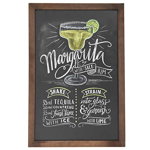 Product Cover Vintage Wall Mounted Brown Wood Framed Chalkboard Sign / Retail & Cafe Menu Board - 36 x 24