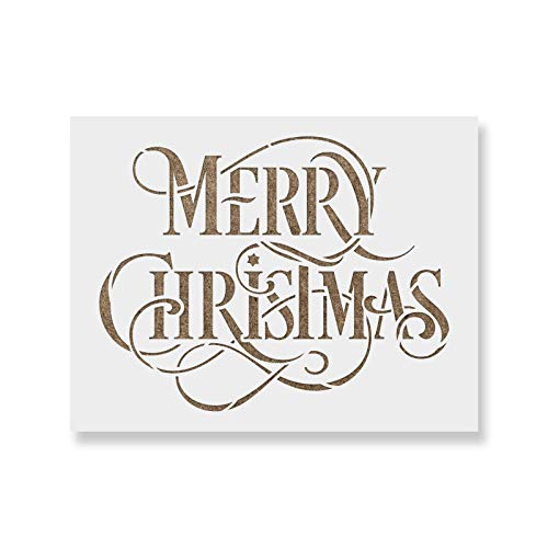 Product Cover Merry Christmas Stencil - Perfect Stencil for Painting Wood Signs - Reusable Stencils for Christmas with Fast Shipping