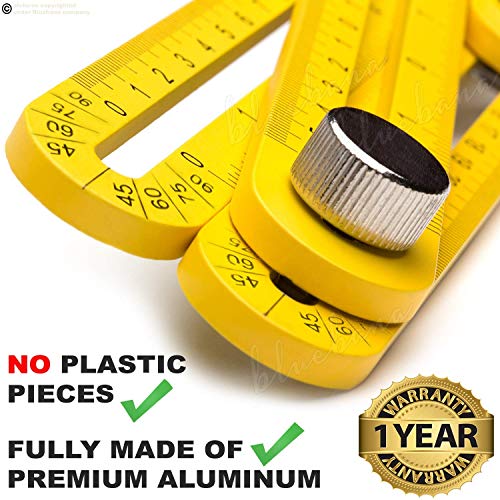Product Cover Multi Angle Measuring Ruler Made of Premium Aluminum Easy Angle Ruler 836 angleizer Measurement Tool General Template Tool Box Tile Flooring Gift for Men Women Xeroly Layout Tools by Bluebana