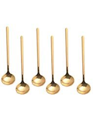 Product Cover Espresso spoons 18/10 Stainless Steel, 6-piece Vogue Mini Teaspoons set for Coffee Sugar Dessert Cake Ice Cream Soup Antipasto cappuccino, 5 Inch, frosted handle,by Pukka Home