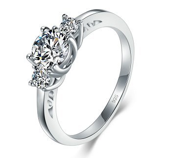 Product Cover BORUO 925 Sterling Silver Ring, Cubic Zirconia CZ Eternity Engagement Wedding Band Ring