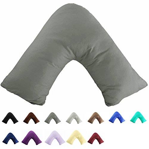 Product Cover TAOSON 100% Cotton 300 Thread Count Soild Envelope Style V Shaped/Tri/Boomerang Standard Pillow Case Cushion Cover Only Cover No Insert (Dark Grey/Gray)