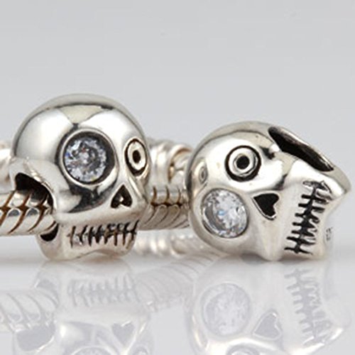 Product Cover 925 Sterling Silver Charm Skeleton Charm Skull Charm Halloween Charm fit for Pandora Bracelet (B)