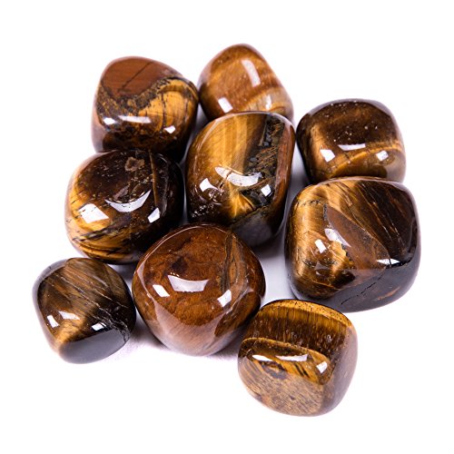 Product Cover Bingcute Brazilian Tumbled Polished Natural Tiger Eye Stones 1/2 Ib for Wicca, Reiki, and Energy Crystal Healing (Brown Tiger)