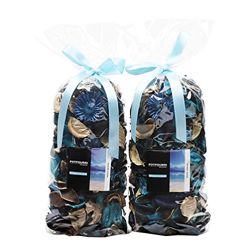 Product Cover Qingbei Rina Gifts Ocean Scent Fresh Potpourri Bag,Perfume Sachet of Dried Flower Petals,Bowl and Vase Decorative Filler Home Fragrance.2 Bags.Total Volume of 83 Oz (Turquoise-Blue)