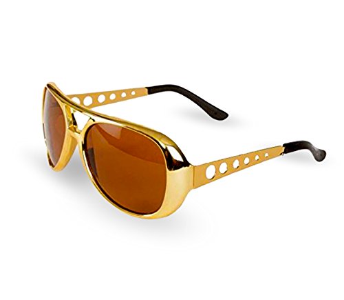 Product Cover Big Mo's Toys Elvis Rockstar 50's, 60's Style Aviator Shades, Gold Celebrity Sunglasses 1 Pair