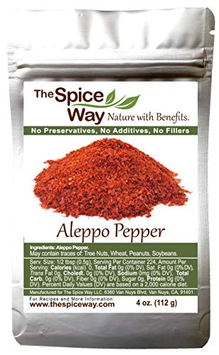 Product Cover The Spice Way - Premium Aleppo Pepper |4 oz.| Crushed Aleppo Pepper Flakes (Halaby Pepper/Pul Biber/Marash Pepper/Aleppo Chili Flakes) Popular in Turkish and Middle Eastern/Mediterranean cooking