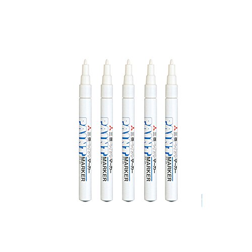 Product Cover Uni-Paint Oil Based Paint Marker 5 Pens Bundle Set , Multi surface Marking Pen (PX-21) Fine Point White Colour