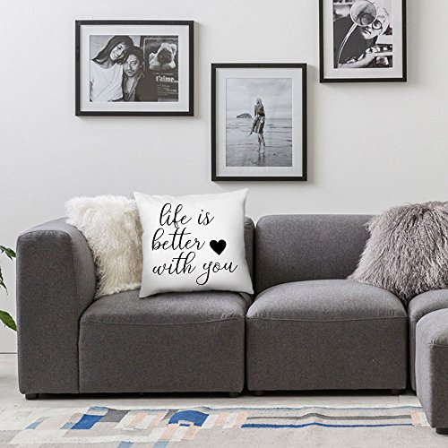 Product Cover FabricMCC Throw Pillow Cover 18 Inch Quote Words Square Decorative Linen Cushion Cover Throw Pillowcase for Couch (Life is Better)