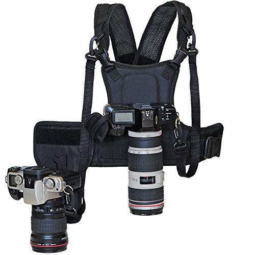 Product Cover Nicama Dual Camera Strap Multi Carrier Chest Harness Vest with Mounting Hubs, Side Holster & Backup Safety Straps for Canon 6D 5D2 5D3 Nikon D800 D810 Sony A7S A7R A7S2 Sigma Olympus DSLR Cameras
