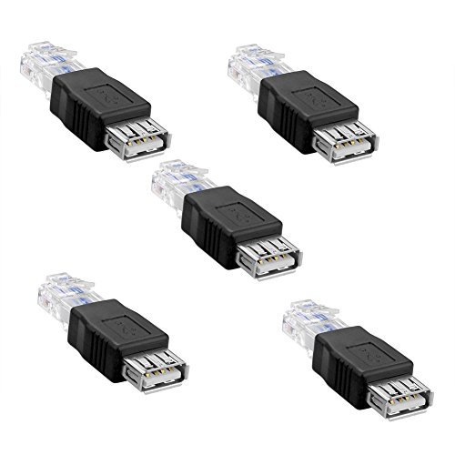 Product Cover SIENOC 5 Packs of Ethernet RJ45 Male to USB Female Router Adapter Plug Socket LAN Network