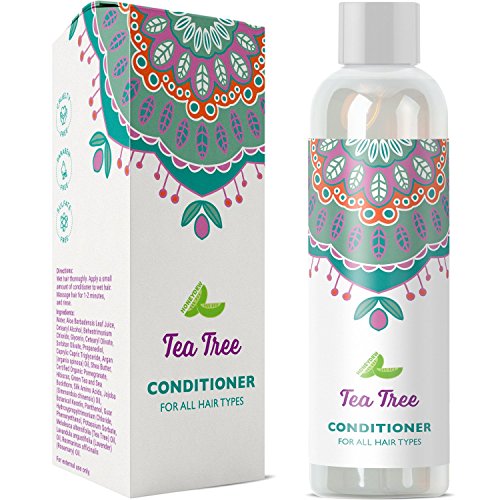Product Cover Pure Tea Tree Oil Hair Conditioner Treatment For Dry Curly Damaged Hair With Hair Strengthening Keratin Healing Argan Oil Hair Moisturizer And Rosemary Essential Oil Boosts Circulation For Hair Growth