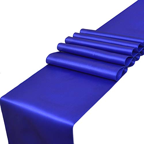 Product Cover Parfair Dessin Pack of 10 Satin Table Runners 12 x 108 inch for Wedding Banquet Decoration, Bright Silk and Smooth Fabric Party Table Runner - Royal Blue