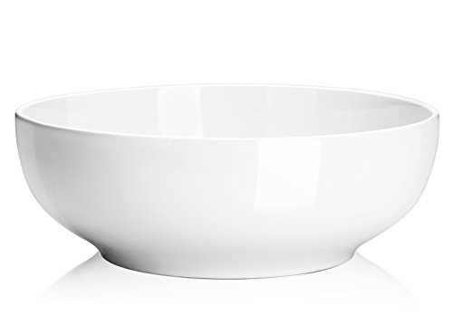 Product Cover (2 Packs) DOWAN 2.5 Quarts Porcelain Serving Bowls, Salad Bowls, Pasta Bowl Set, White, Stackable