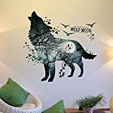 Product Cover Home decoration Wolf Moon Wall Stickers PVC Material Forest Waterproof DIY Animal Wall Poster for Kids Rooms Decoration Wall Decal