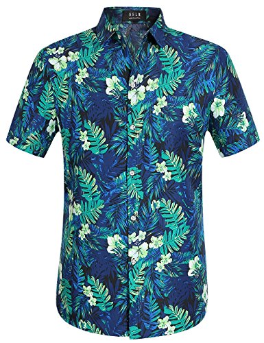 Product Cover SSLR Men's Jungle Prints Casual Short Sleeve Aloha Hawaiian Shirt