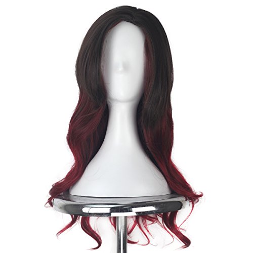 Product Cover Women's Long Wavy Gradient Brown Dark Red Color Ombre Cosplay Costume Halloween Wig