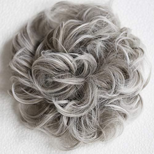 Product Cover PRETTYSHOP XXXL Hairpiece Hair Wrap Scrunchie Scrunchy Updos, VOLUMINOUS, Curly Messy Bun, Gray mix # 18TT60B HW31