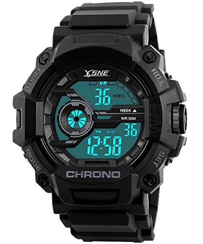 Product Cover Boys Watch Digital Sports Waterproof Military Back Light Teenager Big Watch Black (Age for 15-20)