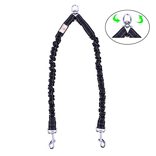 Product Cover 2 Dog Leash,Double Dog Leash Coupler Tangle Free Bungee Dog Leash, 360°Swivel No Tangle Double Dog Walking & Training Leash, Comfortable Shock Absorbing Reflective Bungee Lead Walk 2 Dogs with Ease