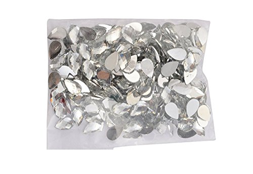 Product Cover GOELX Drop Shape Crystal Edged Silver Stones/Kundans For Jewellery Making/Decorating & Crafts. Pack Of 400 Stones - Silver