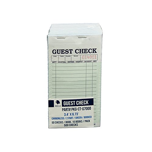 Product Cover Guest Check PKG-CT-G7000 2 Part Carbonless, Perforated, Green, 3.4