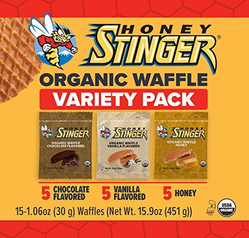 Product Cover Honey Stinger Organic Waffle, Variety Pack - Honey/Vanilla/Chocolate, Sports Nutrition, 15 Count