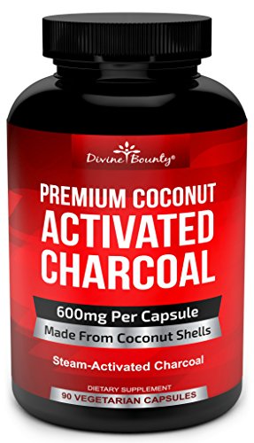 Product Cover Organic Activated Charcoal Capsules - 600mg Coconut Charcoal Pills - Active Charcoal Powder Used for Gas Relief, Detox, Teeth Whitening, Bloating - 90 Veggie Caps